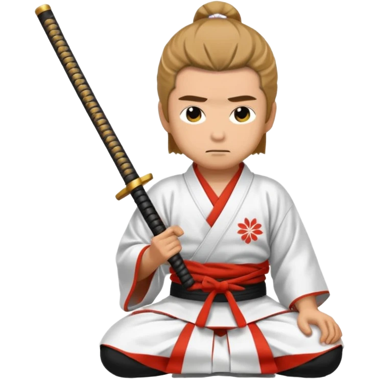kneeling samurai in white kimono emoji