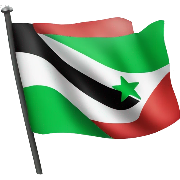 syrian flag without red. Only black white and green. and with 3 green stars emoji