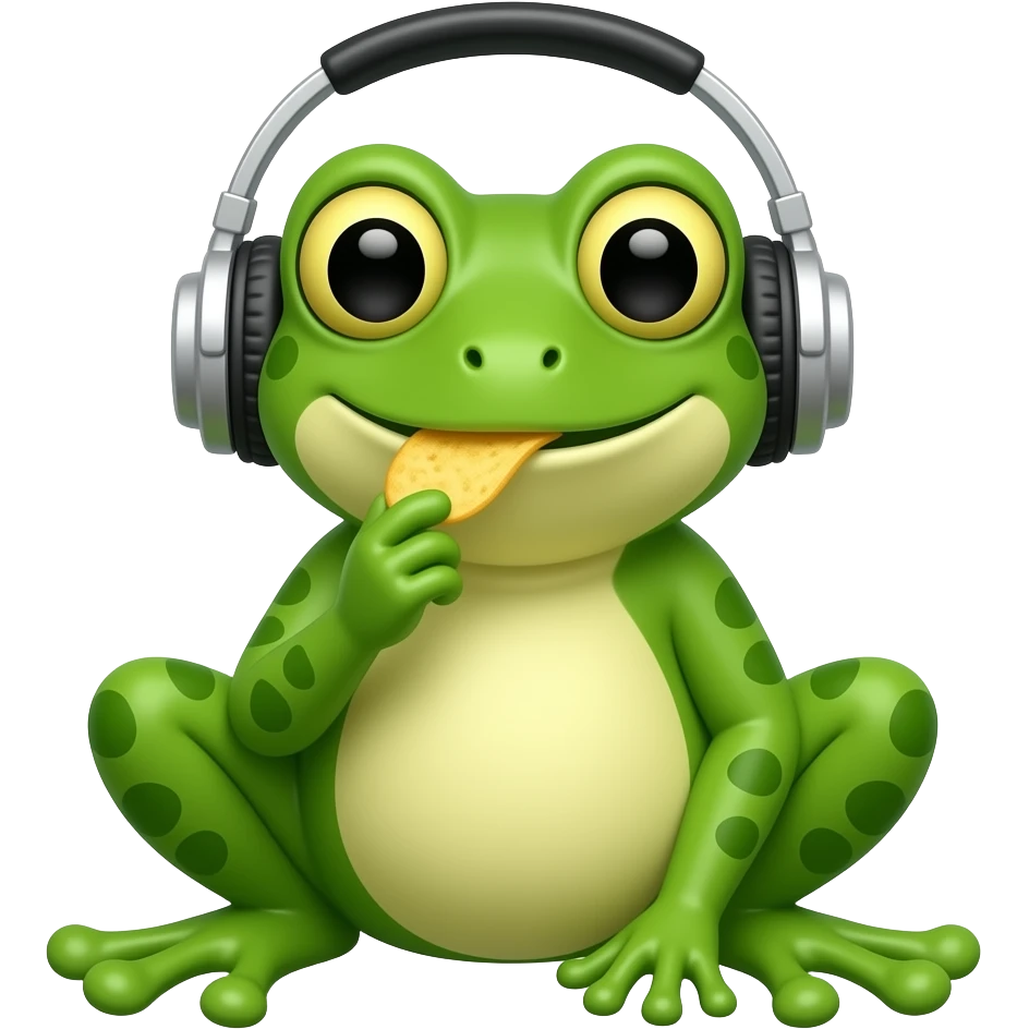 frog gamer eating chips emoji