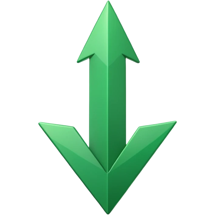 iOS-style 3D emoji: glossy green arrow pointing upward. emoji