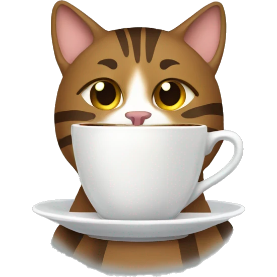 Brown Tabby cat drinking coffee  emoji