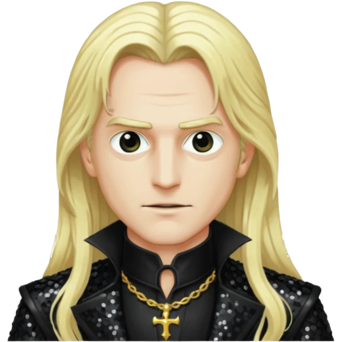 Count Alucard with long blonde hair and black sequin outfit emoji