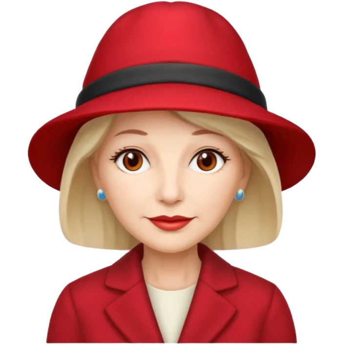 different mature woman with red hat emoji