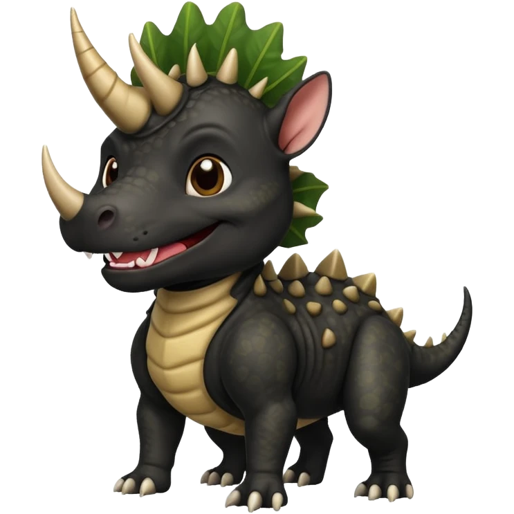 Black pibull dressed as a triceratops black emoji