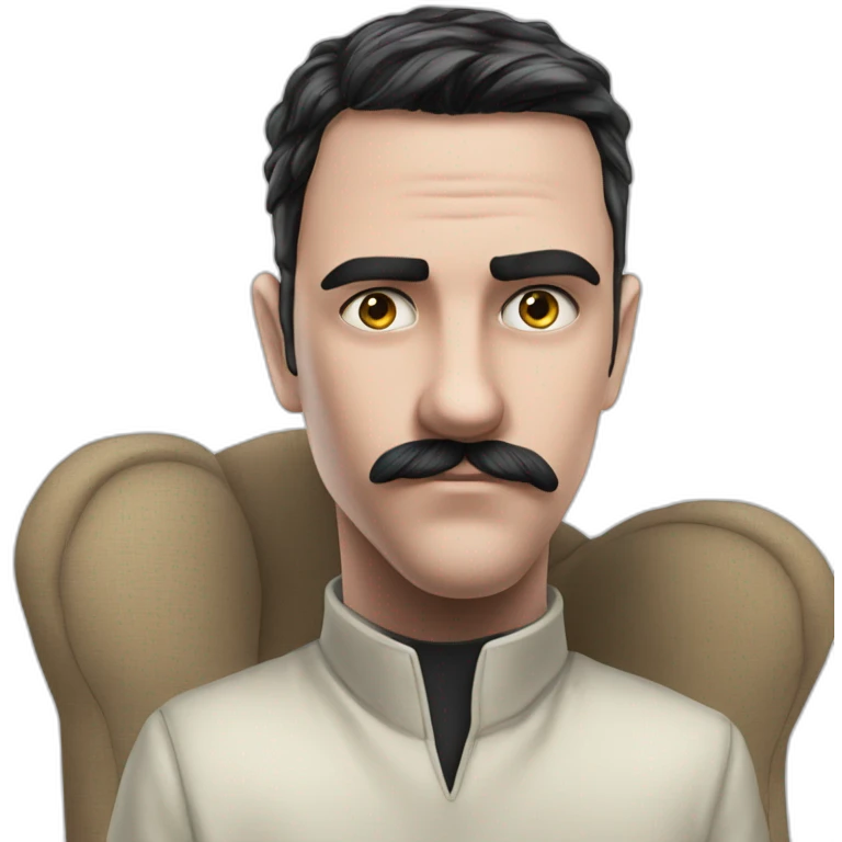 stoic stare with mustache emoji