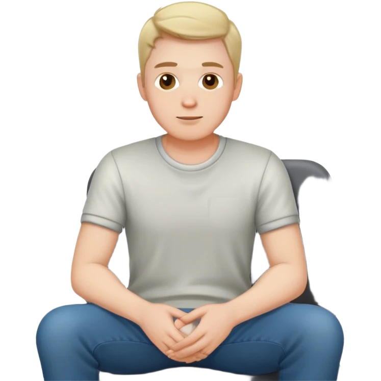 White male casual clothes sitting on seat emoji