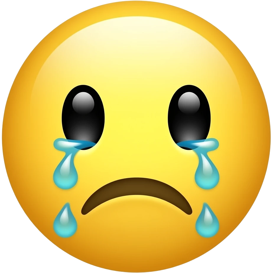 now i'm building game, shan ko mee game, right now I need emoji image that user can show. could you please generate so crying emoji which has 150 x 150 and yellow head style and must be awesome emoji