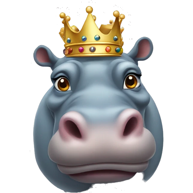 Hippopotamus wearing a crown emoji