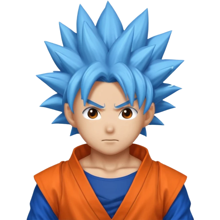 spiky-haired anime hero with blue aura, inspired by Goku, orange gi emoji emoji
