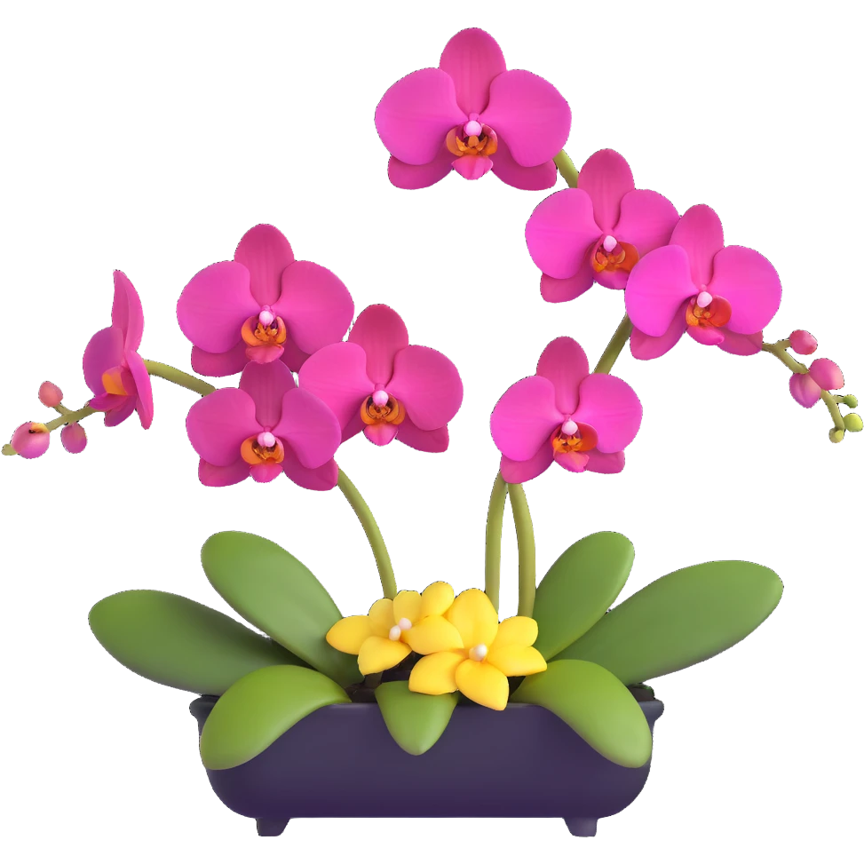 Detailed phalaenopsis moth orchid with realistic texture, elegant arching stem and multiple blooms emoji