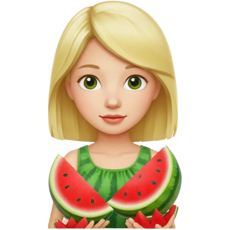 Blond Girl With watermelons emoji