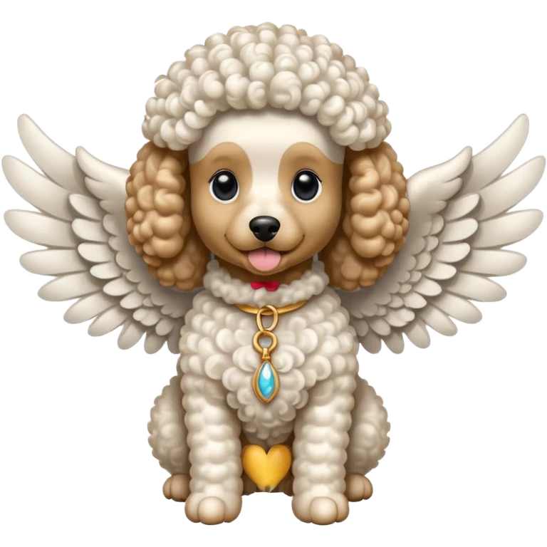 Perro poodle con alas emoji