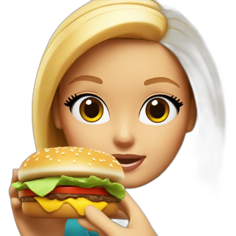 Barbie eating burger emoji