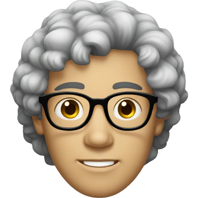 white male with curly black hair, round glasses emoji