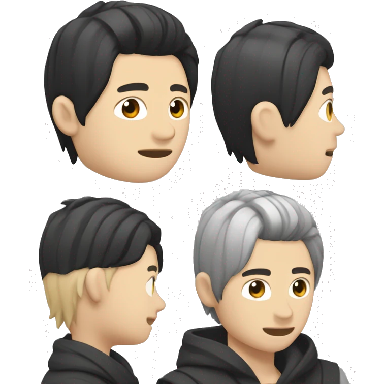 white skin color japanese man with black anime hair, make it from shoulders and create only one emoji emoji