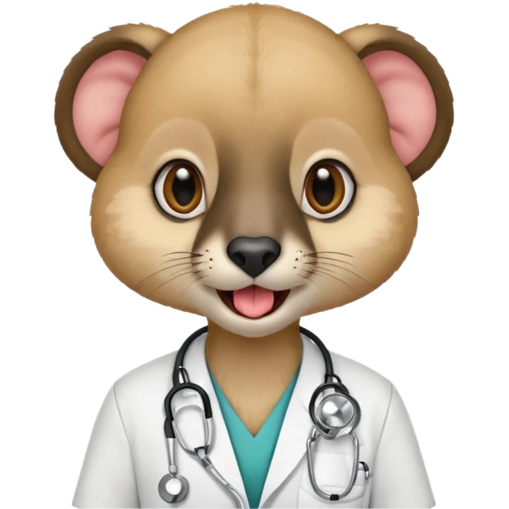 un suricate médecin avec un stetoscope qui tire la langue emoji