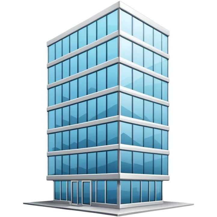 generate realistic detailed office glass building in 3d style emoji