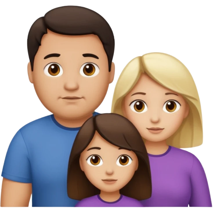 Familia de 4 personas : Hombre gordito,pelo oscuro, Mujer pelo cafe, hija 1 pelo mono , hija 2 pelo oscuro. emoji