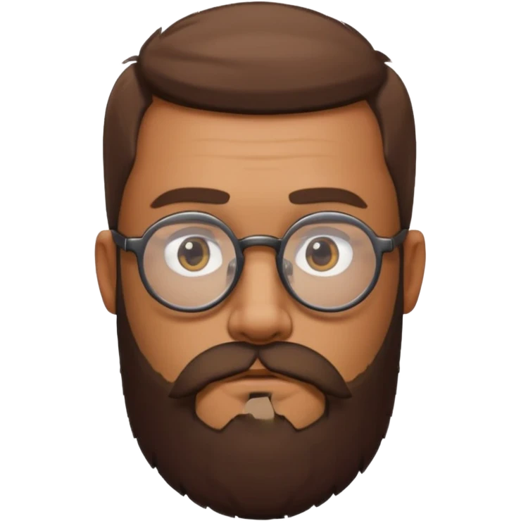 I need a simple emoji of a full bearded man with round glasses, serious expression emoji