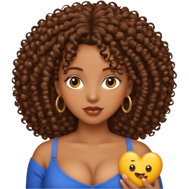 black woman bigger breast emoji curly hair emoji