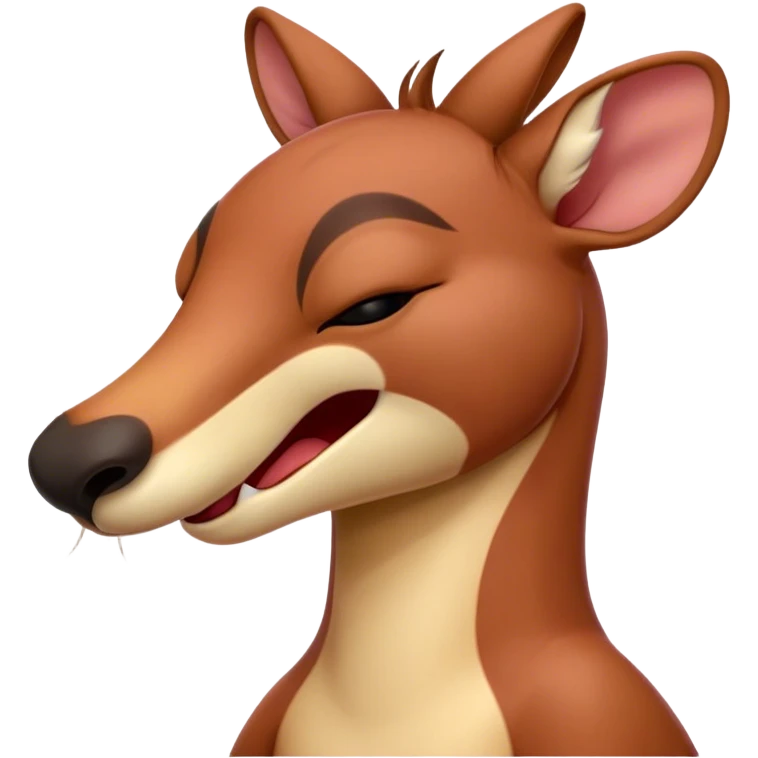 Cinematic Cute Yawning Adult Red Kangaroo Portrait Emoji, Head tilted slightly with a dramatic, wide-open yawn, showcasing a sturdy, reddish form with a distinct red kangaroo-shaped head, a relaxed elongated snout, and sleepy, half-closed eyes, Simplified yet irresistibly adorable features, highly detailed, glowing with a soft, cozy outback glow, high shine, relaxed yet expressive, stylized with a dash of whimsical charm, soft glowing outline, capturing the essence of a drowsy yet affectionate kangaroo that appears ready to stretch and yawn its way out of the screen! emoji