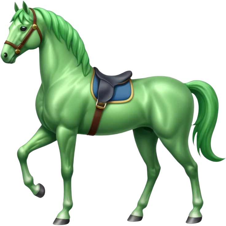Green horse stands up with two feets facing left  emoji