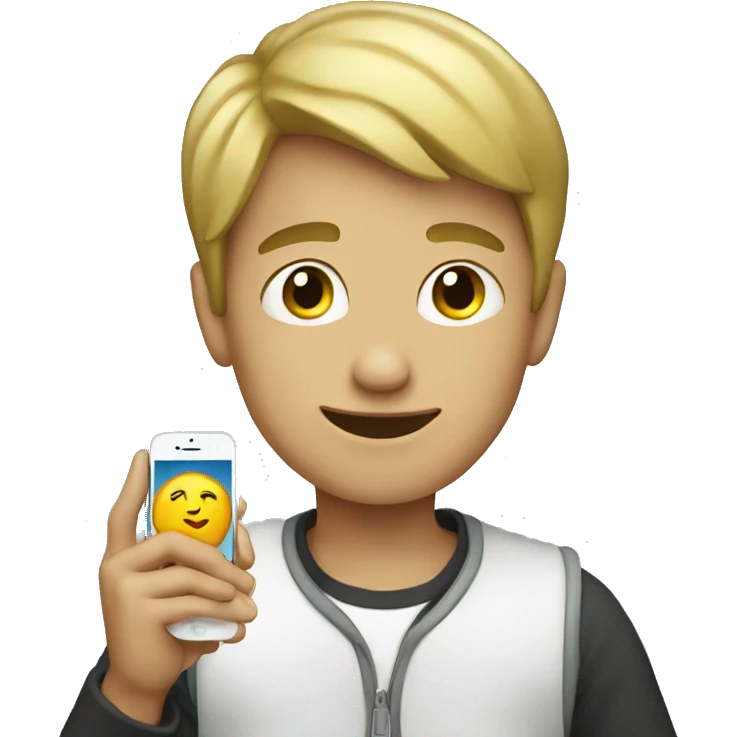 Boy with mobile emoji