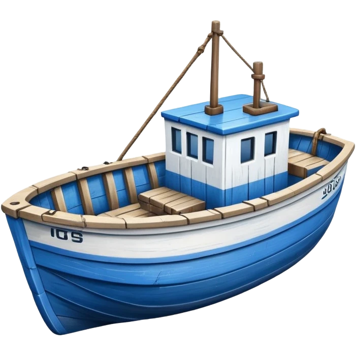 Design a small fishing boat with nets emoji