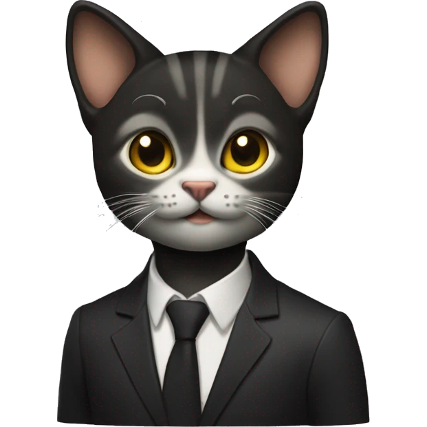 Чёрная кошка с желтыми глазами и высунутым языком emoji