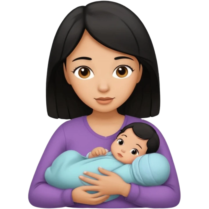 mom holding newborn baby girl with brown eyes tan skin and black hair and blue eyes newborn girl baby tan skin black hair emoji