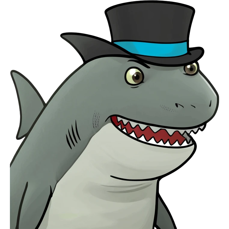 Shark with a top hat emoji