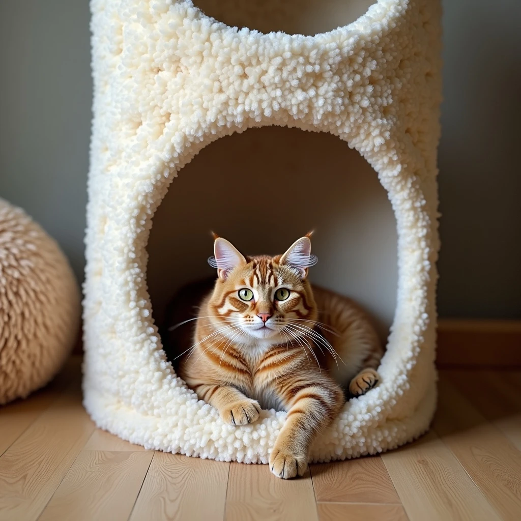 cats relaxing in a vertical playhouse emoji