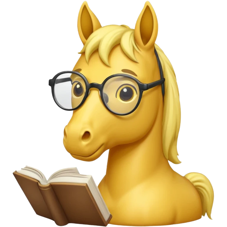 yellow horse read book with glasses emoji