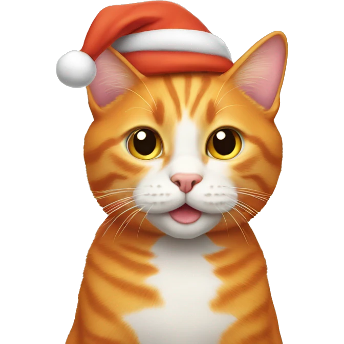 A orange cat wearing a Santa hat emoji