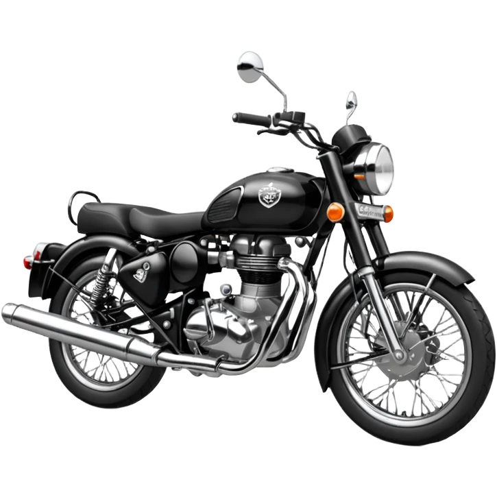 Black royal Enfield with white logo facing left emoji