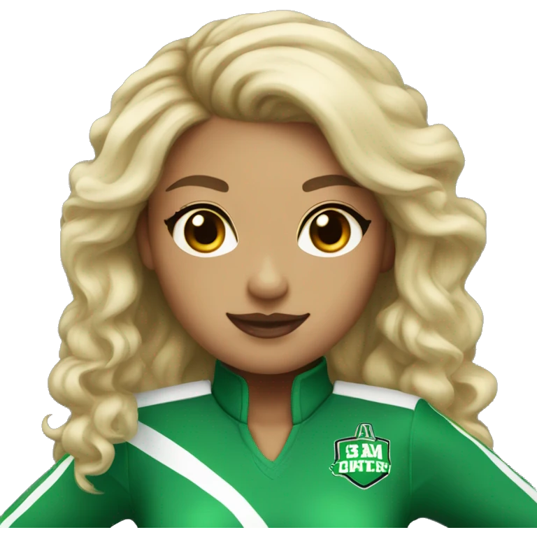 light skin cheerleader green uniform emoji