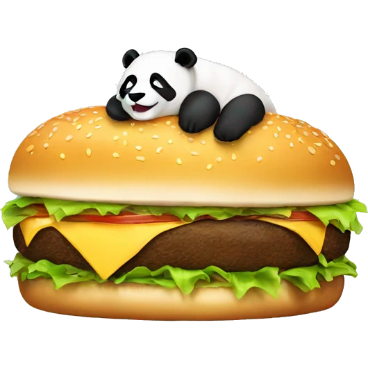 Panda sleeping in a burger emoji