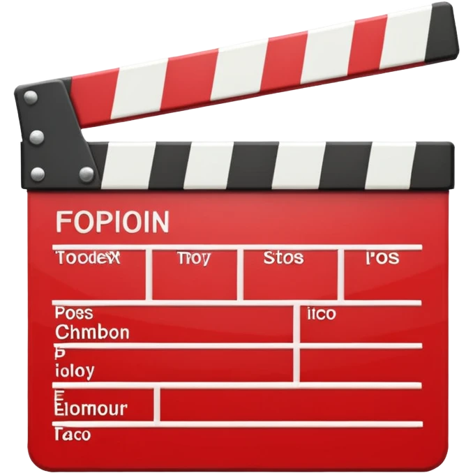 red clapperboard used in filmmaking, cute and stylish design emoji