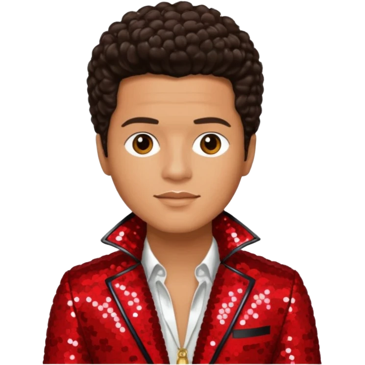 Bruno Mars with Light Tan Skin, Dark Brown Hair, Red Sequin Outfit emoji