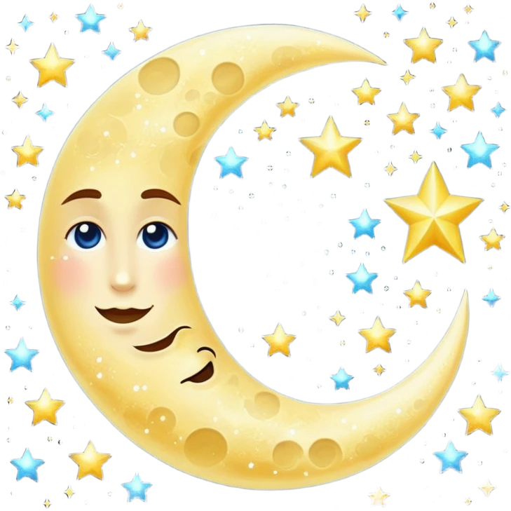 Glitter cian moon emoji