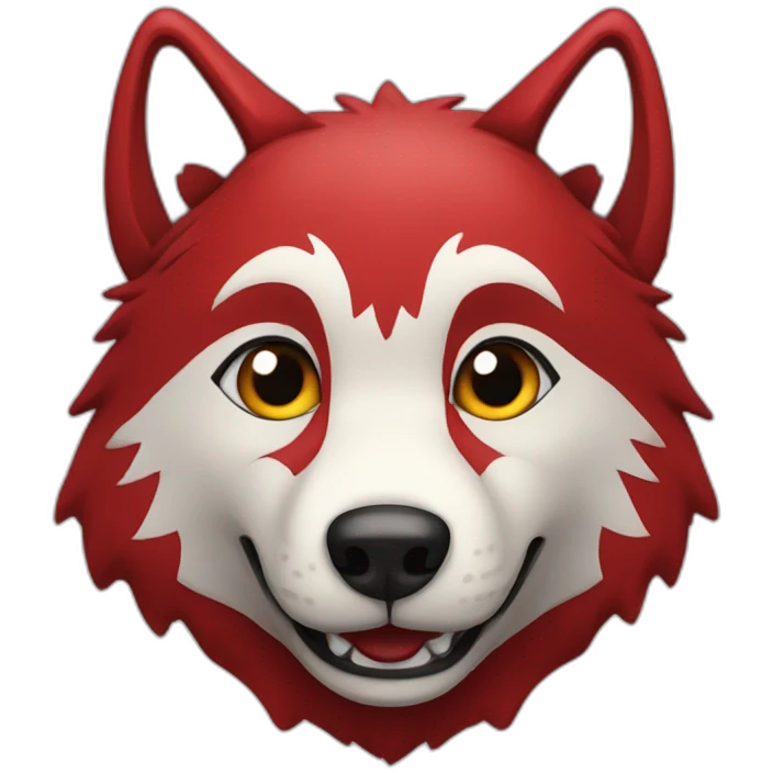 Wolf in happy red and black colour emoji