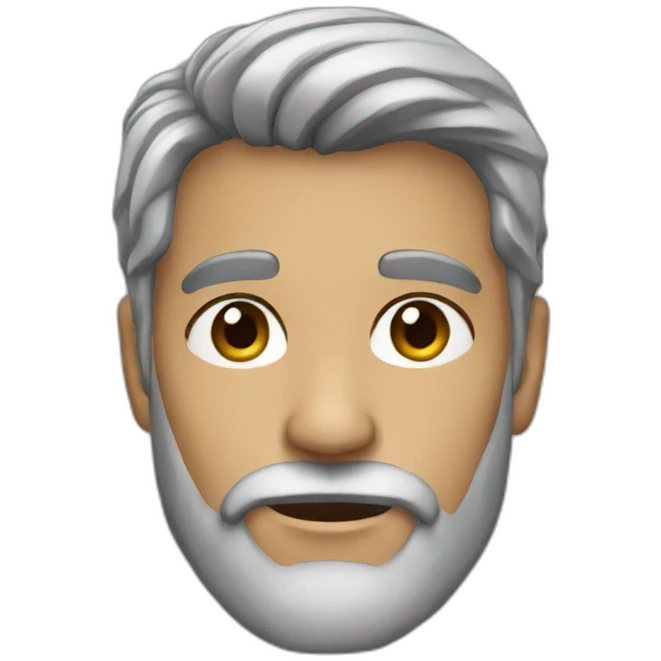 Dark hair half grey beard emoji