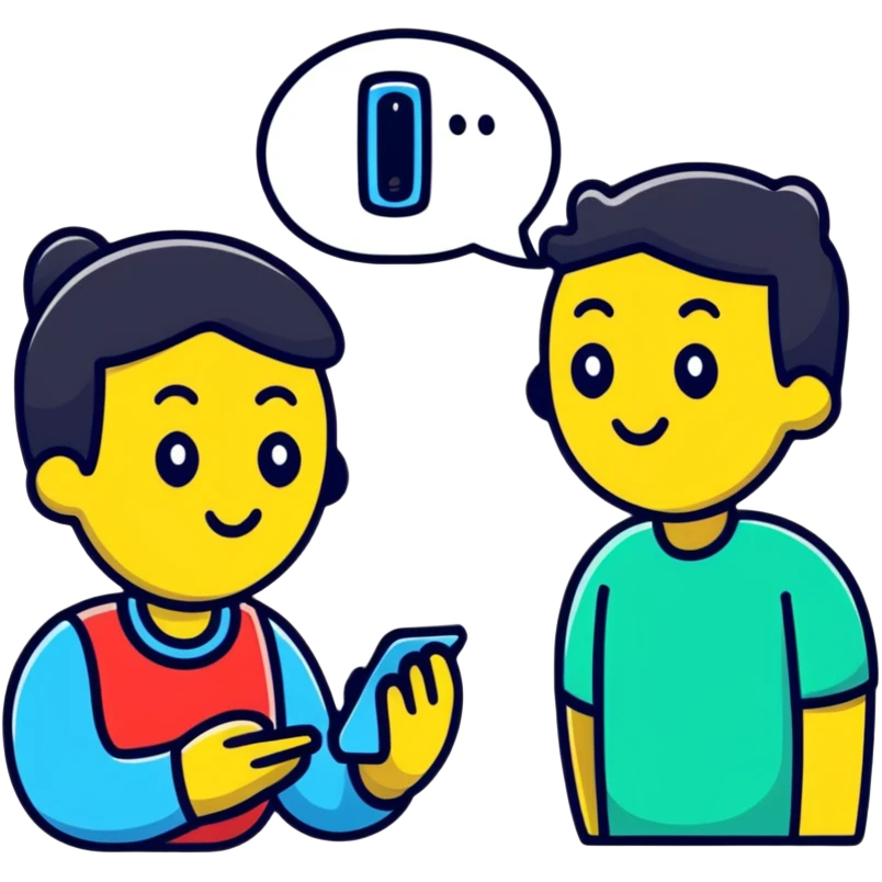 two people resolving conflict, one showing avoidant style looking at phone ignoring the issue, the other showing secure style with a conversation bubble suggesting talking it through emoji
