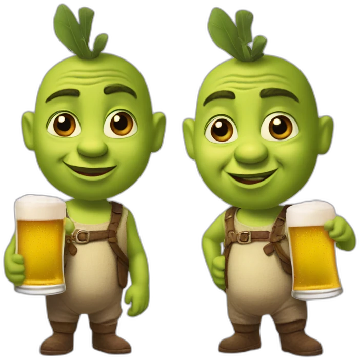 little Pinokio from the shrek with beer emoji