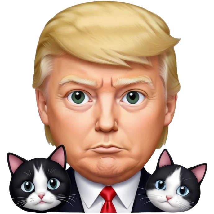 Trump with black and white cat emoji