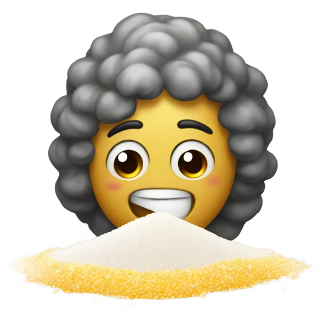 happy emoji with a pile of salt emoji