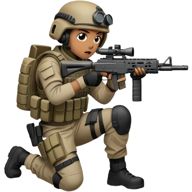 A skilled airsoft player in tactical gear, aiming a gun and shooting metal BBs in a desolate, ruined landscape. The setting is filled with broken walls and debris, creating a tense atmosphere of strategy and precision in a high-stakes tactical environment emoji