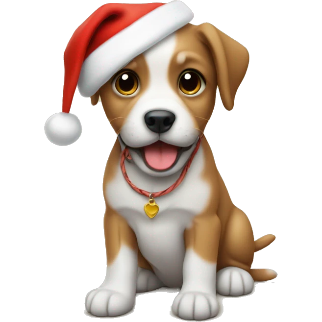 puppy with santa hat emoji