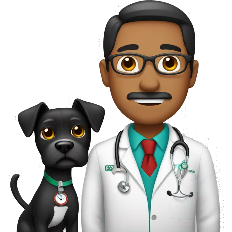Mexican doctor with black boxer dog  emoji