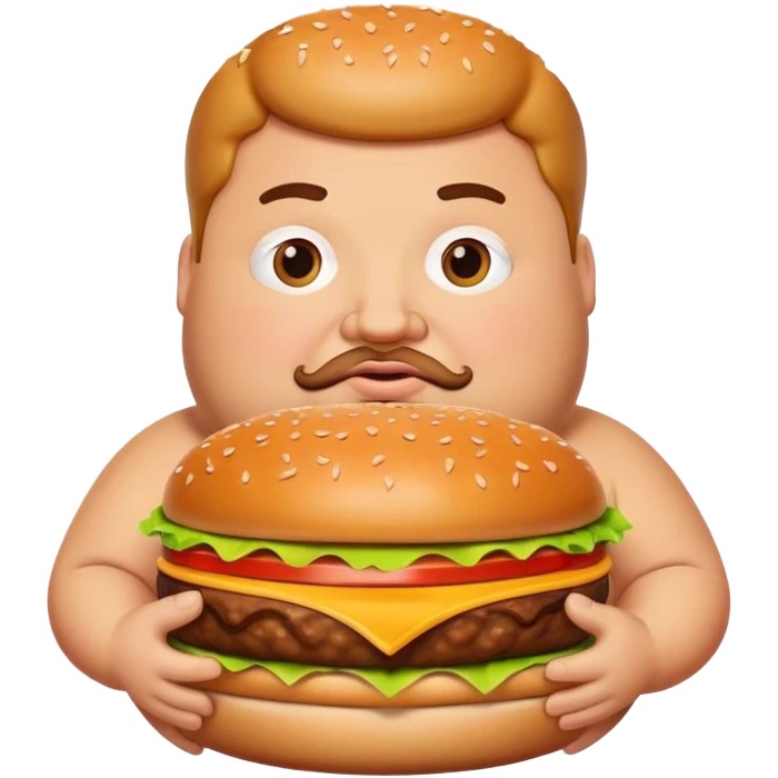 Fat man with burger emoji